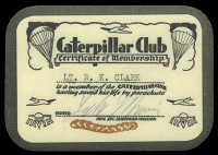 The original Caterpillar Club membership certificate appertaining to ‘Lt. R. K. Clark’, signed by the Hon....