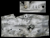 Douglas Bader interest: a buckled fragment of aluminium, approx. 180 x 90mm., stamped, ‘8350’, recovered from...