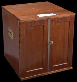 Collector’s Cabinet, 310 x 293 x 313mm., wooden cabinet with nine undivided drawers, eight with a depth of 20mm.,...