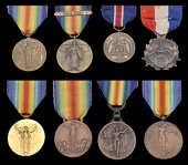 Belgium, Victory Medal 1918, official type; France, Victory Medal 1918, gilt re-issue; Greece, Victory Medal 1918,...