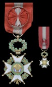 Honduras, Order of Santa Rosa and of Civilization, Officer’s breast badge, silver-gilt and enamel, with rosette on...