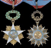 Liberia, Order of African Redemption, Commander’s neck badge, silver-gilt and enamel, with neck cravat; Order of...