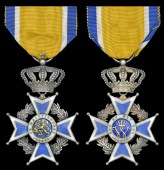 Netherlands, Order of Orange Nassau, Knight’s breast badge, silver, silver-gilt and enamel, in case of issue, good...