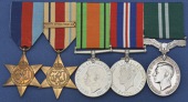 Five: Acting Wing Commander K. Fawssett, Royal Air Force Volunteer Reserve

1939-45 Star; Africa Star, clasp,...