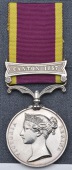 China 1857-60, 1 clasp, Canton 1857 (Ward Mr. R. C. Smith, Medical Staff Corps) slight edge bruising and contac...