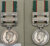 India General Service 1936-39 (2), 2 clasps, North West Frontier 1936-37, North West Frontier 1937-39 (A-12908 Sepoy...