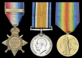 Three: Able Seaman F. Salmon, Hawke Battalion, Royal Naval Division

1914 Star, with copy clasp (B4/987 A.B.,...