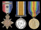 Three: Private F. E. Sugars, 19th Hussars

1914 Star, with clasp (2192 Pte., 19/Hrs.) with rosette on ribbon;...