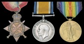 Three: Private H. Grimes, Scots Guards

1914 Star (6066 Pte., S. Gds.); British War and Victory Medals (6066 Pte.,...