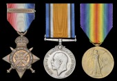 Three: Private E. G. Bennett, 1st Battalion East Kent Regiment

1914 Star, with clasp (L-8240 Pte., 1/E. Kent R.);...