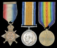 Three: Private J. McCormack, 1st Battalion Royal Scots Fusiliers

1914 Star, with clasp (7252 Pte., R.S. Fus.);...