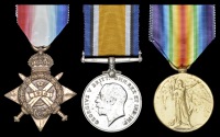 Three: Serjeant J. Cawthorne, 1st Battalion King’s Royal Rifle Corps

1914 Star (2042 Pte., 1/K.R. Rif. C.);...