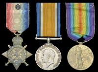 Three: Acting Serjeant J. Jackson, 2nd Battalion Royal Irish Rifles

1914 Star (6597 L. Cpl., R. Ir. Rif.) rosette...