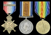 Three: Gunner G. W. Belton, 4th Siege Battery Royal Garrison Artillery

1914 Star, with clasp (27701 Gnr.,...