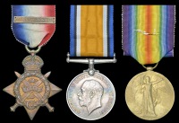 Three: Acting-Corporal A. F. Allen, Royal Engineers

1914 Star, with clasp (23296 Sapr., R.E.); British War and...