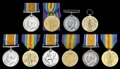 British War and Victory Medals (4) (37334 Pte. E. B. Salmon, Glouc. R.; 16125 Pte. W. Salmon, W. Rid. R.; 37234 Pte....