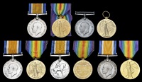 British War and Victory Medals (4) (37334 Pte. E. B. Salmon, Glouc. R.; 16125 Pte. W. Salmon, W. Rid. R.; 37234 Pte....