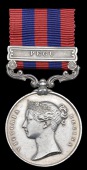 India General Service 1854-95, 1 clasp, Pegu (Havildar Mahomed Fauzil, 35th Regt. Native Infy.) contact marks, minor...