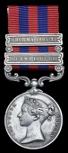 India General Service 1854-95, 2 clasps, Burma 1885-7, Burma 1887-89 (Lascar Tindal Sk. Ebrahim, H.M.I.M.S.) slight...