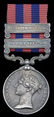 India General Service 1854-95, 2 clasps, Burma 1885-7, Burma 1887-89 (504 Sepoy Gobinda, Shevebo Mil. Police Bn.)...