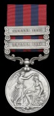 India General Service 1854-95, 2 clasps, Samana 1891, Hazara 1891 (Subadar Kharak Singh, 19th Bl. Infy.) contact...