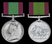 Afghanistan 1878-80 (2), no clasp (Woordie Major Muthra Singh, 8th Bengal Cavy.) official correction to rank;...