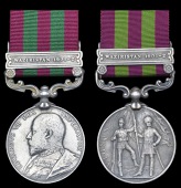 India General Service 1895-1902 (2), 1 clasp, Waziristan 1901-2 (12951/2 Drill Instr. Abdul Alim, S. Waz. Militia;...