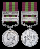 India General Service 1895-1902 (2), 2 clasps, Relief of Chitral 1895, Punjab Frontier 1897-98 (114 Lascar 2nd Class...