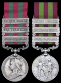 India General Service 1895-1902 (2), 3 clasps, Punjab Frontier 1897-98, Samana 1897, Tirah 1897-98 (379 Jemdr. Kirpa...