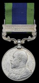 India General Service 1908-35, 1 clasp, North West Frontier 1908 (388 Barghir Jahana, 51t Camel Corps) good very...