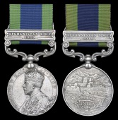 India General Service 1908-35 (2), 1 clasp, Afghanistan N.W.F. 1919 (Jemdr. Mohd. Bakhash, 25/Cavy. F.F.; 3070 Sowar...
