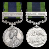 India General Service 1908-35 (2), 1 clasp, Malabar 1921-22 (Subdr. Abdul Azin, 83 W.L.I.; Br. Angamuthu, 2 S & M.)...