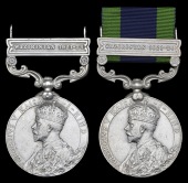India General Service 1908-35 (2), 1 clasp, Waziristan 1921-24 (72 Mlvi. Abdullah Khan, 3-8 Punjab R.; Maulvi Hakim...