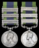 India General Service 1908-35 (2), 3 clasps, Afghanistan N.W.F. 1919, Waziristan 1919-21, Waziristan 1921-24 (Jemdr....