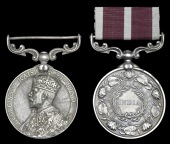 Indian Army Meritorious Service Medal (2), G.V.R., 1st issue (1024 Clr. Havr. Mohd. Bakhsh, Mewar Bhil Corps;...