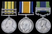 Three: Jemadar Akbar Khan, 52 Sikhs

Africa General Service 1902-56, 2 clasps, Somaliland 1902-04, Jidballi (2268...
