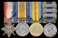 Four: Major F. James, 28th Cavalry

1914-15 Star (Capt., 28 Cavy.); British War and Victory Medals (Maj.); India...