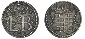 Pattern Halfpenny pledge, 1601, in silver, crowned royal monogram, rev. date above portcullis, edge plain, 0.93g/6h...