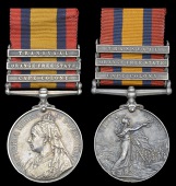 Queen’s South Africa 1899-1902 (2), 3 clasps, Cape Colony, Orange Free State, Transvaal (55124 Gnr. A. Stoneman,...