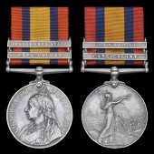 Queen’s South Africa 1899-1902 (2), 2 clasps, Cape Colony, Orange Free State (21772 Pte. J. G. Naylor, Border...