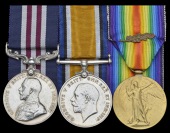 A Great War M.M. group of three awarded to Private G. Feighery, 8th Battalion Nottinghamshire & Derbyshire Regiment...