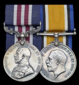 A Great War M.M. pair awarded to Private A. Marshall, 1st Battalion Nottinghamshire & Derbyshire Regiment, killed in...