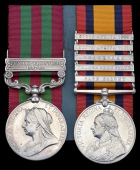 Pair: Private G. Pilgrim, Derbyshire Regiment

India General Service 1895-1902, 1 clasp, Punjab Frontier 1897-98...