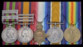 Five: Serjeant T. Brindley, Royal Engineers, late Nottinghamshire & Derbyshire Regiment 

India General Service...