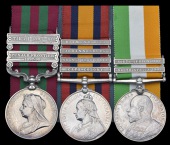 Three: Corporal F. Hickling, Nottinghamshire & Derbyshire Regiment

India General Service 1895-1902, 2 clasps,...