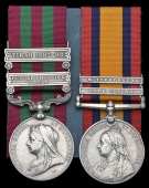 Pair: Private A. Samsome, Derbyshire Regiment

India General Service 1895-1902, 2 clasps, Punjab Frontier 1897-98,...