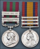 Pair: Private J. Rossell, Nottinghamshire & Derbyshire Regiment

India General Service 1895-1902, 2 clasps, Punjab...