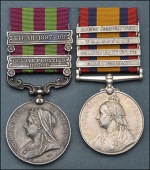 Pair: Drummer T. Unwin, Derbyshire Regiment

India General Service 1895-1902, 2 clasps, Punjab Frontier 1897-98,...