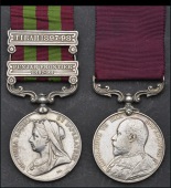 Pair: Colour Serjeant G. Wain, Nottinghamshire & Derbyshire Regiment

India General Service 1895-1902, 2 clasps,...