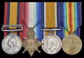Four: Serjeant H. Giles, Nottinghamshire & Derbyshire Regiment

Queen’s South Africa 1899-1902, 1 clasp, Cape...